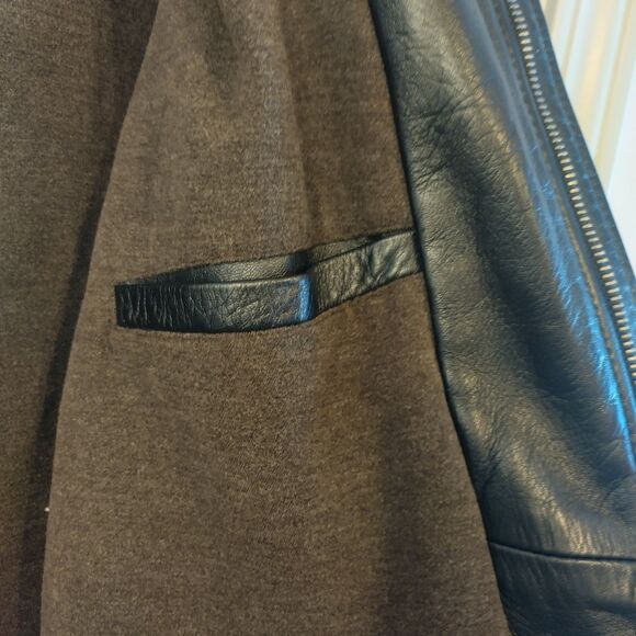 Tallia Uomo Men's Lambskin Black Leather Hooded Trench Coat M Biker Matrix Goth - Picture 6 of 7